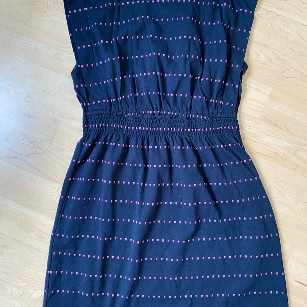 LOFT Blue and White Strapless Sheath Dress